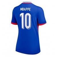 Camisa de Futebol França Kylian Mbappe #10 Equipamento Principal Mulheres Europeu 2024 Manga Curta